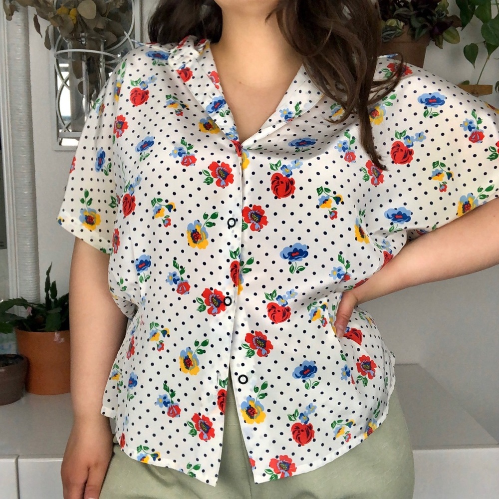 Vintage 80s Floral Blouse